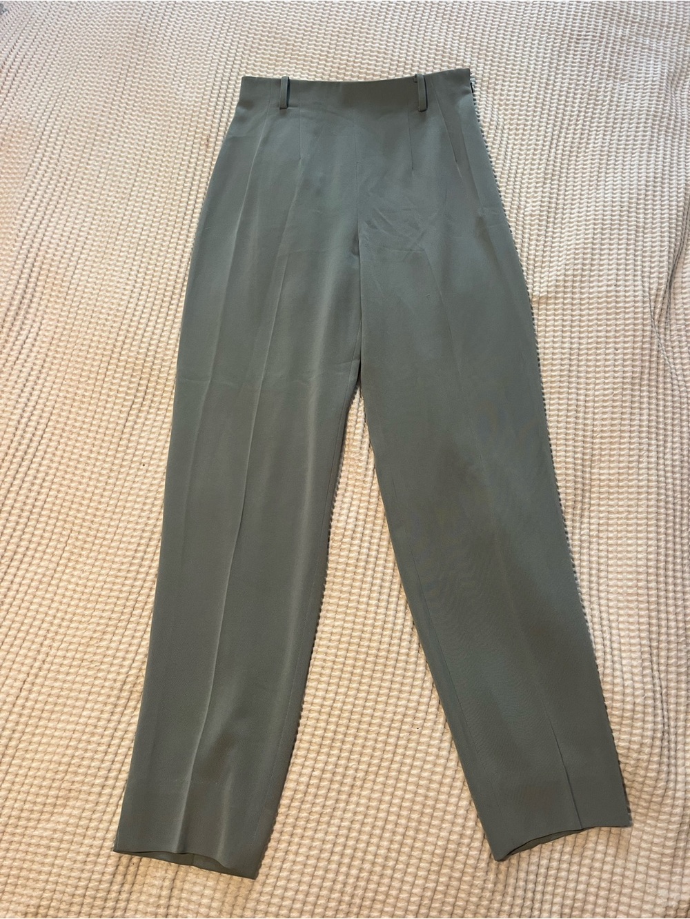 Vintage Worth High-Rise Straight Trousers in Sage Green